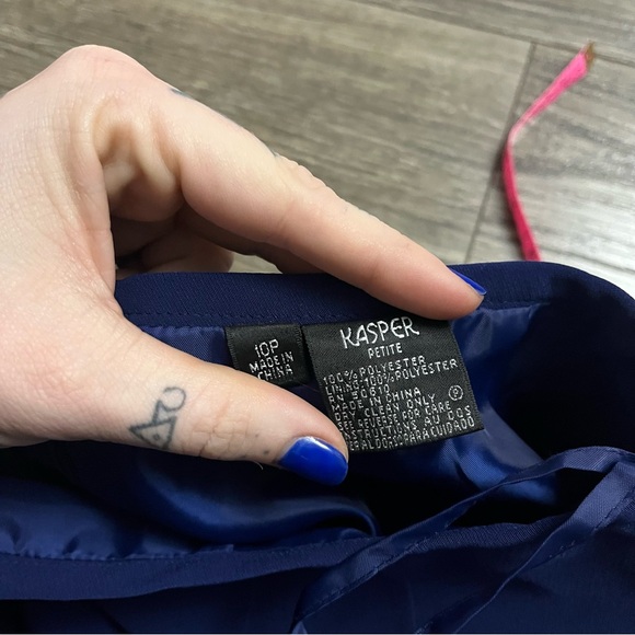 90s Vintage Kasper Royal Blue Pencil Skirt |Power Suit | Size Petite 10 - Picture 2 of 6